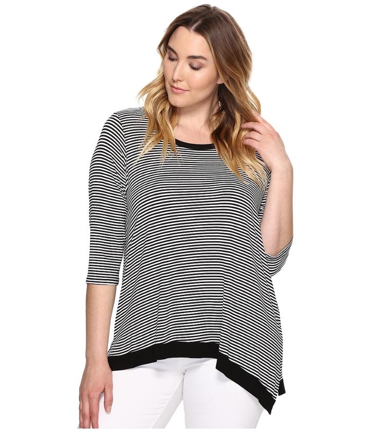 Karen Kane Plus - Plus Size 3/4 Sleeve Asymmetric Hem Top