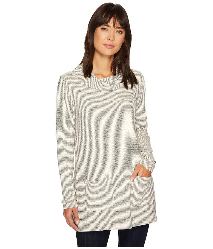 Mod-o-doc - Mini Zigzag Stripe Twisted Neck Tunic With Front Pockets