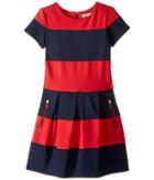 Junior Gaultier - Red/blue Striped Dress Short Sleeves