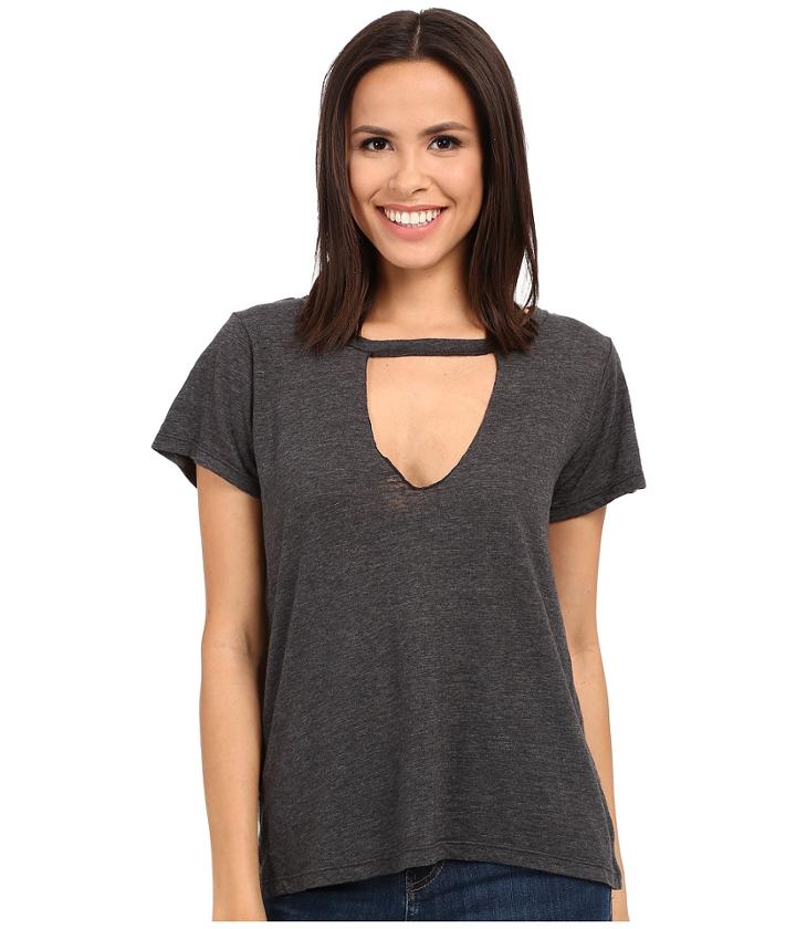 Lna - Short Sleeve Cut Out V