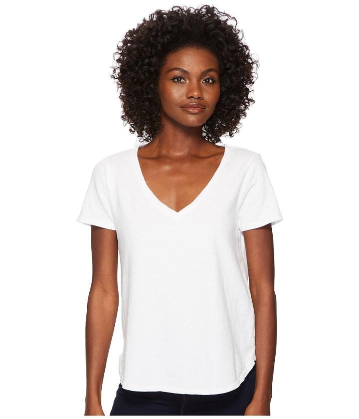 Three Dots - Sueded Slub Knit V-neck Tee