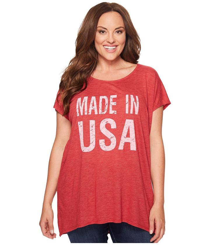 Allen Allen - Plus Size Made In Usa Cap Sleeve Tee