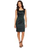 Tahari By Asl Petite - Petite Square Neck Stretch Satin Sheath Dress