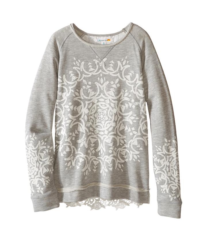 C&amp;c California Kids - French Terry Lace Back Top With Distress Screen Print