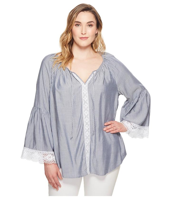 Karen Kane Plus - Plus Size Lace Sleeve Peasant Top
