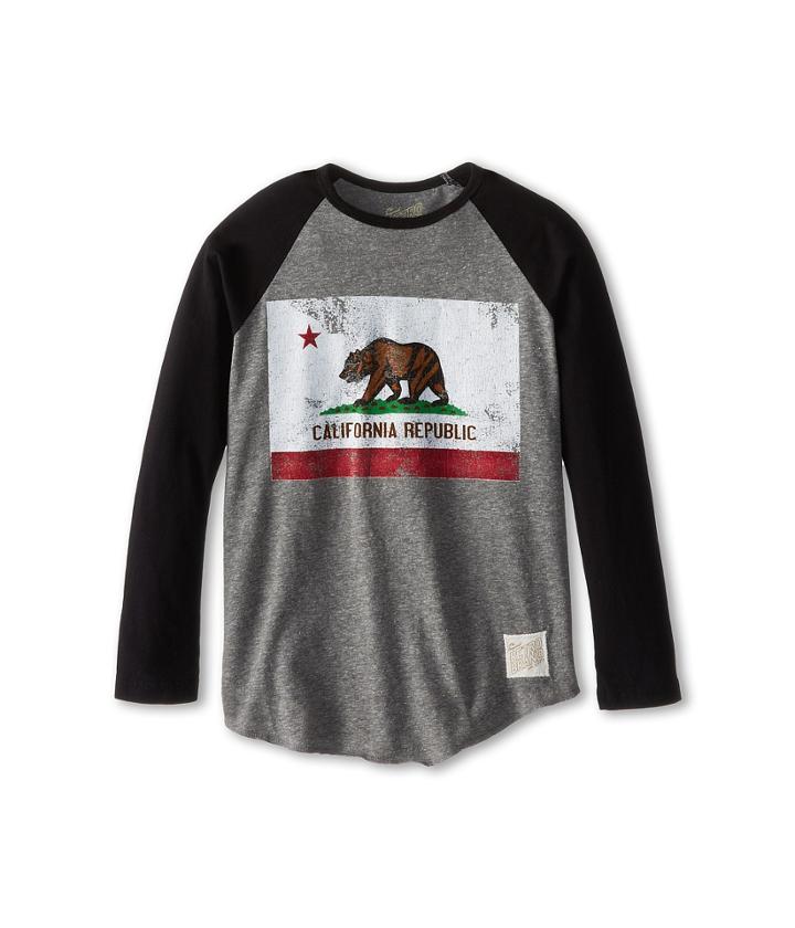 The Original Retro Brand Kids - California Flag Raglan Long Sleeve Baseball Tee