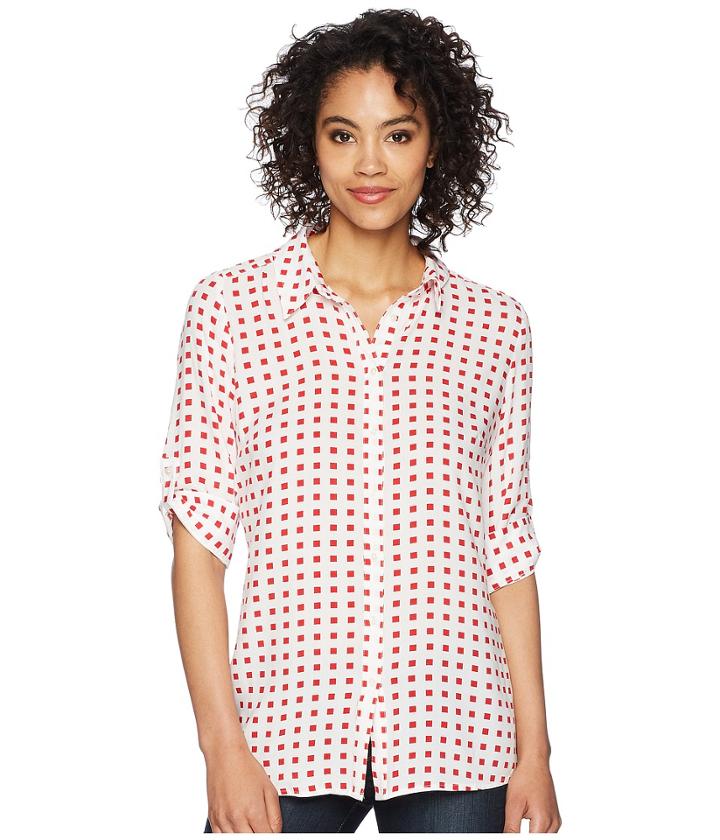 Fdj French Dressing Jeans - Cubic Print Tab Up Sleeve Tunic Top