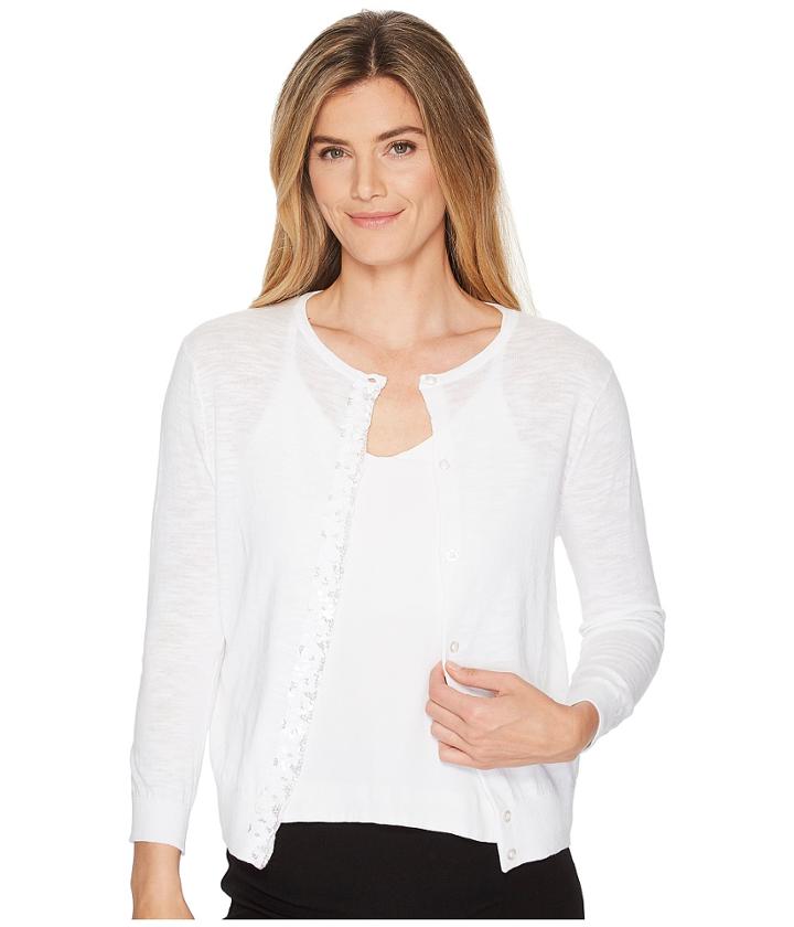 Elliott Lauren - Cardigan Sweater With Sequin Placket Front