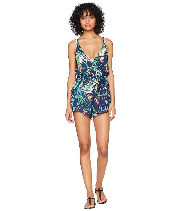 Lucky Brand - Lush Leaf Romper With Pockets Cover-up