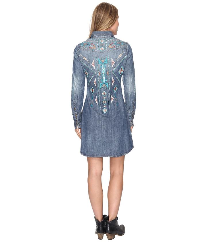 Stetson - Denim Dress W/ Aztec Embroidery