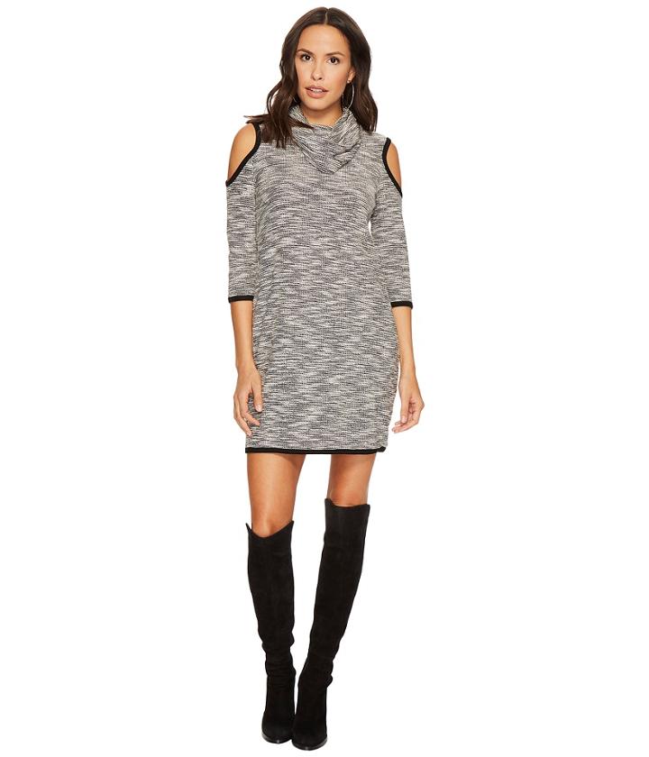 Jack By Bb Dakota - Marylou French Terry Cold-shoulder Dress With Faux Suede Trim