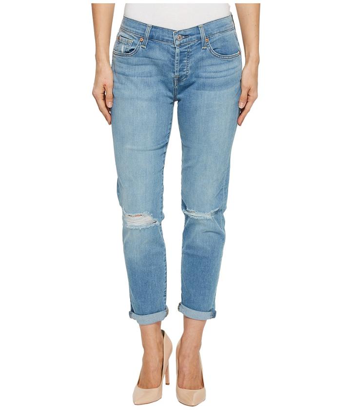7 For All Mankind - Josefina W/ Knee Holes Skinny Boyfriend In Bright Palm 2