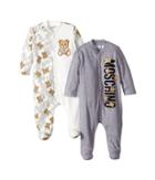 Moschino Kids - Logo Teddy Bear Lettering Two-piece Footie Gift Box Set