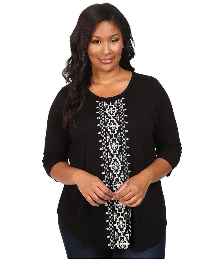 Karen Kane Plus - Plus Size 3/4 Sleeve Embroidered Top