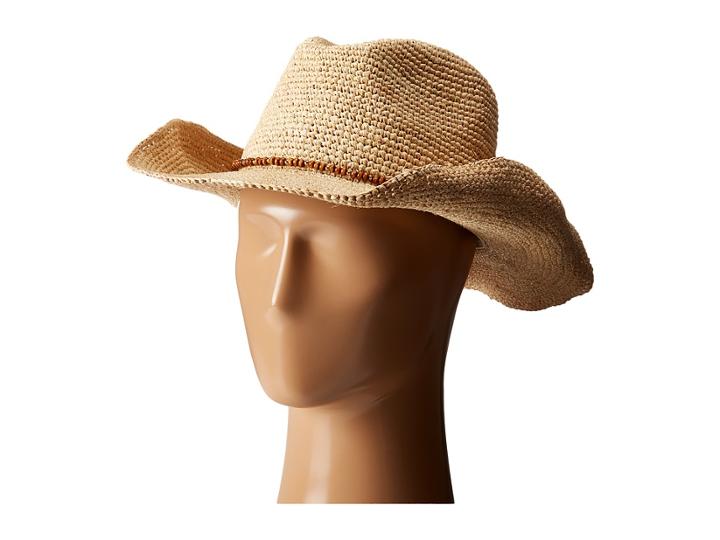 Hat Attack - Raffia Crochet Cowboy With Bead Trim