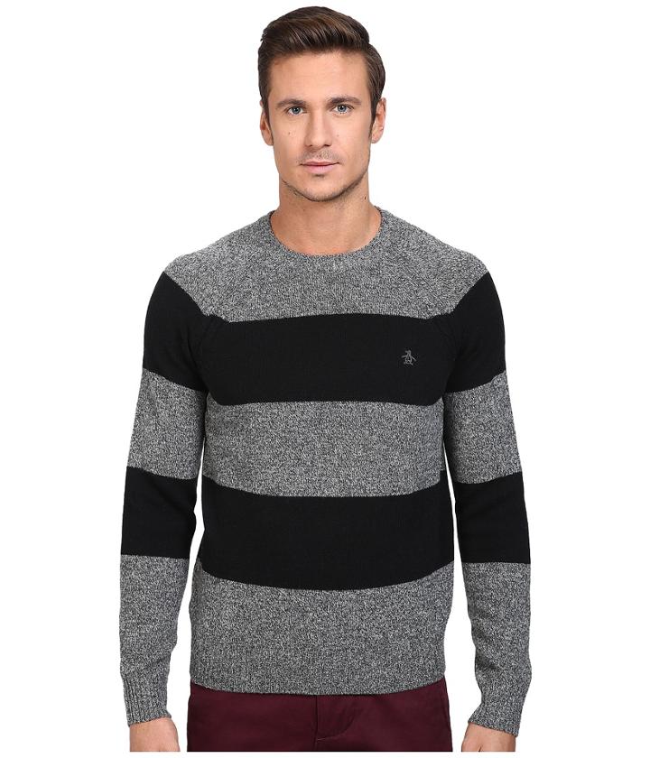 Original Penguin - Wide Stripe Crew Neck Sweater
