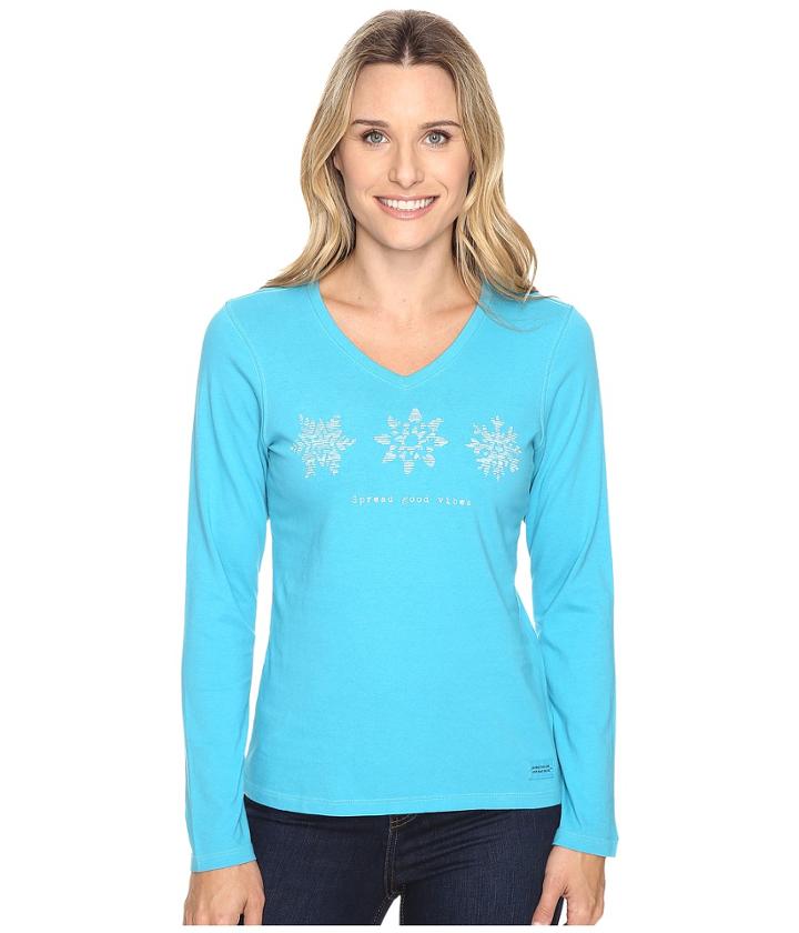 Life Is Good - Spread Good Vibes Snowflakes Long Sleeve Crusher Vee