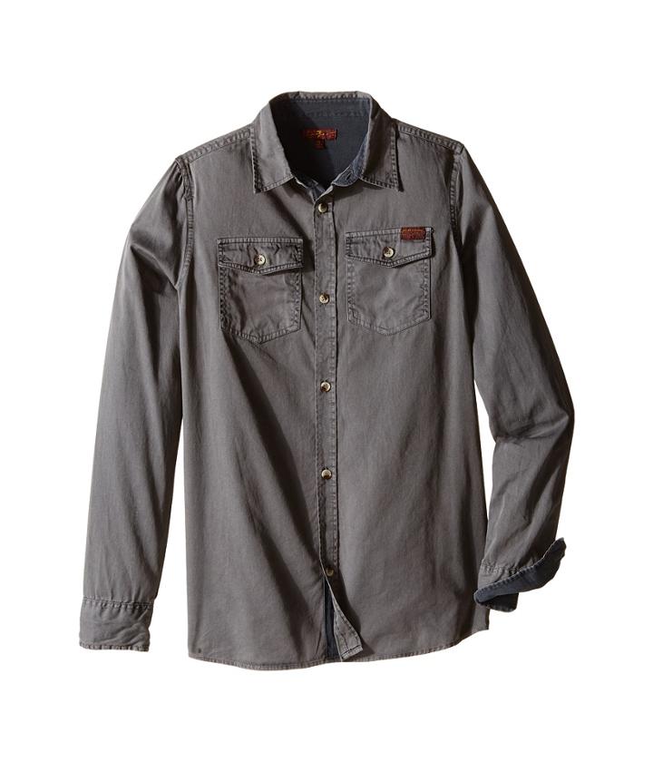 7 For All Mankind Kids - Long Sleeve Poplin Button Up Shirt With Chambray