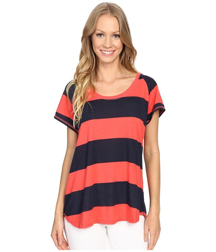 Allen Allen - Stripe Short Sleeve Scoop Tee