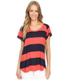 Allen Allen - Stripe Short Sleeve Scoop Tee