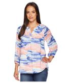 Ivanka Trump - Printed Round Sleeve Blouse With Open Hem