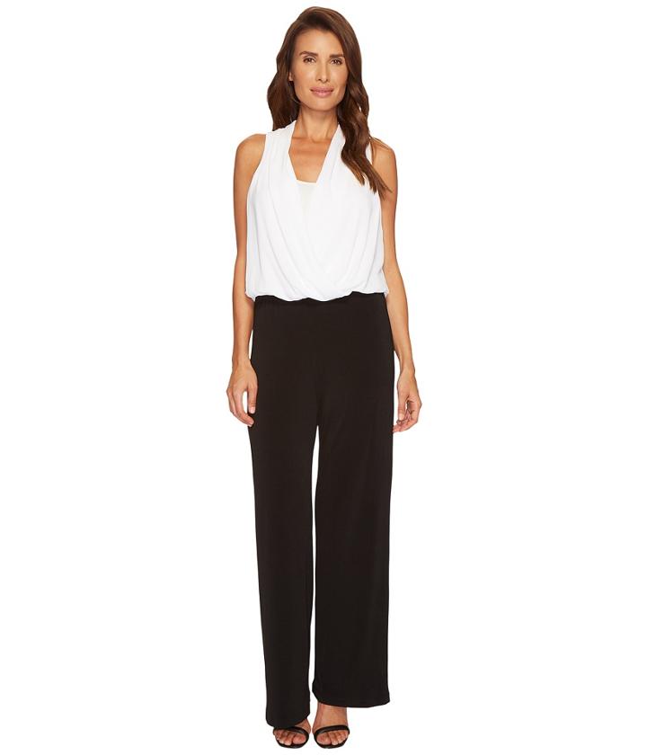 Karen Kane - Contrast Drape Front Jumpsuit