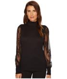 Vince Camuto - Lace Sleeve Mock Neck Sweater