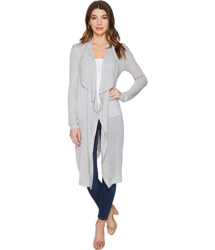 Three Dots - Melange Drape Front Cardigan