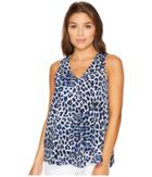 Vince Camuto Specialty Size - Petite Sleeveless Leopard Song V-neck Drape Front Blouse