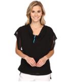 Jamie Sadock - Life Style Cap Sleeve Top With Tonal Mesh Overlay