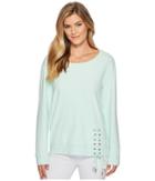 Mod-o-doc - Soft As Cashmere Cotton Interlock Sweatshirt W/ Asymmetrical Lace-up