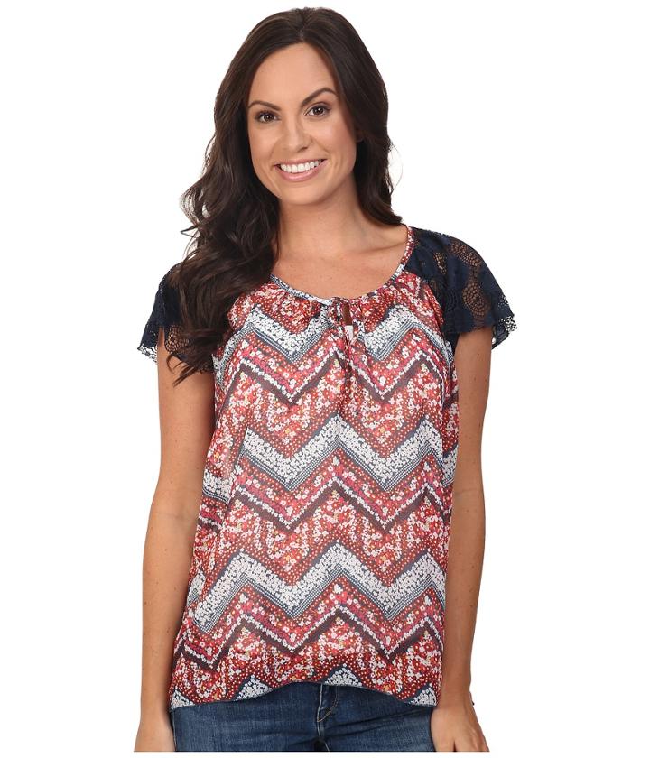 Roper - 0447 Floral Print Georgette Peasant Top