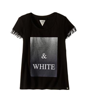 Ikks - Graphic T-shirt With Fringe Sleeves Metallic Graphic Detail