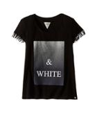 Ikks - Graphic T-shirt With Fringe Sleeves Metallic Graphic Detail