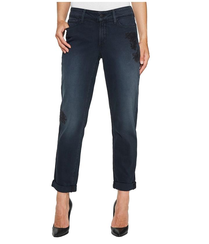 Nydj - Jessica Boyfriend W/ Flower Embroidery In Blackfield