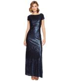 Adrianna Papell - Short Sleeve Sequin T Shirt Gown