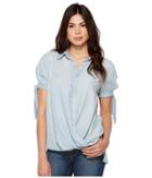 Blank Nyc - Denim Collard Shirt With Drape Detail In Oh Behave