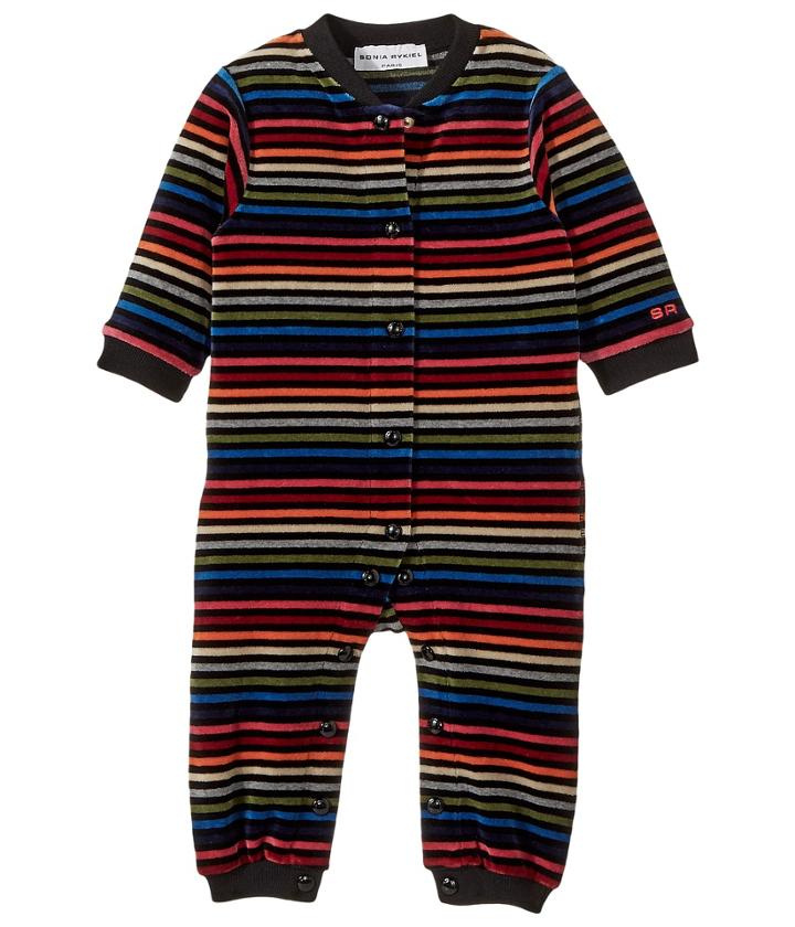 Sonia Rykiel Kids - Multi-striped Velvet Romper