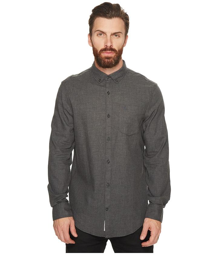 Original Penguin - Long Sleeve Heathered Herringbone Non-solid Solid Shirt