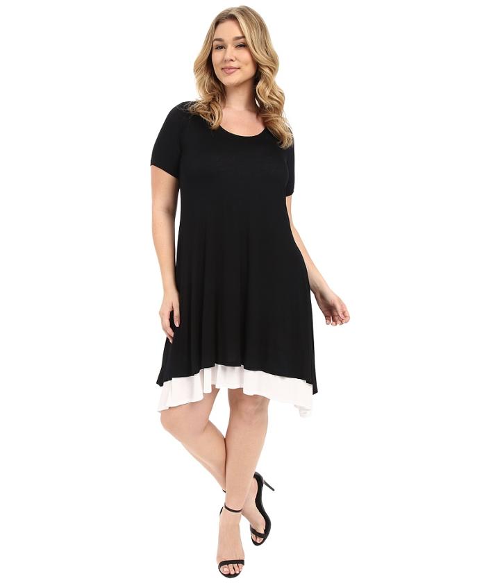Karen Kane Plus - Plus Size Layered Handkerchief Hem Dress