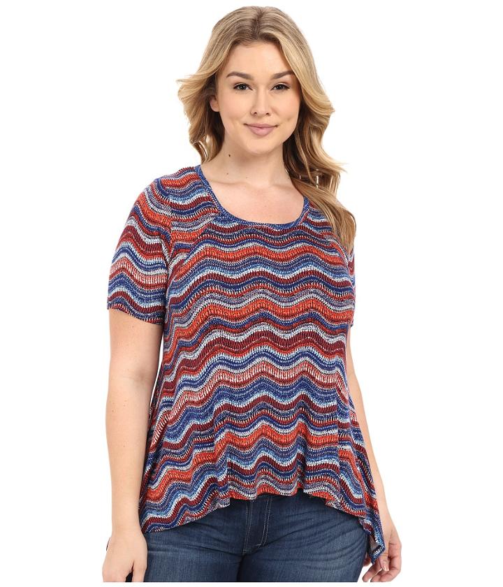 Karen Kane Plus - Plus Size Wavy Print Handkerchief Top