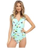 Vince Camuto - Floral Draped Surplice One-piece Swimsuit