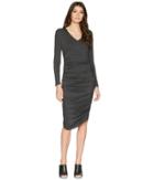 Kamalikulture By Norma Kamali - Long Sleeve V-neck Shirred Dress
