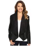 Kut From The Kloth - Petite Ana Drape Front Ponte And Faux Leather Jacket