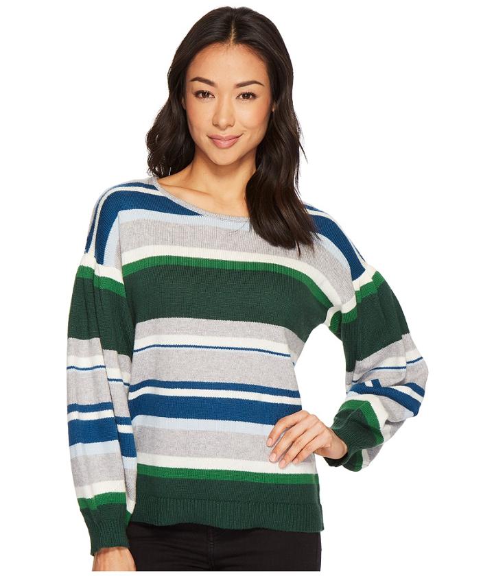 Cece - Jersey Stripe Balloon Sleeve Striped Sweater