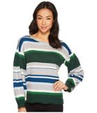 Cece - Jersey Stripe Balloon Sleeve Striped Sweater
