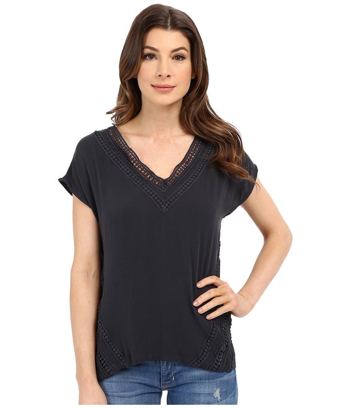 Bobeau - Lace Applique Knit Top