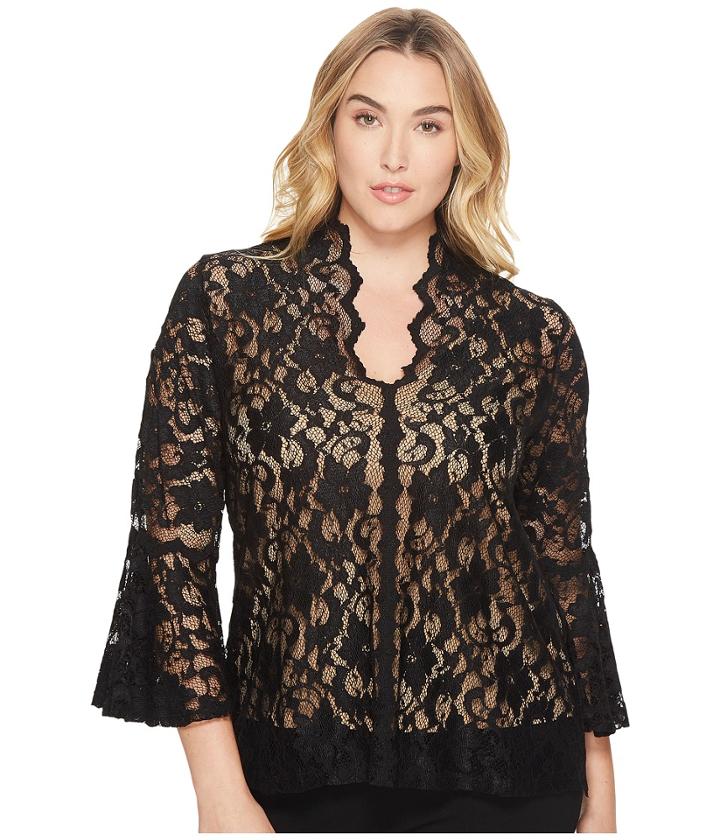Karen Kane Plus - Plus Size Lace Flare Sleeve Top