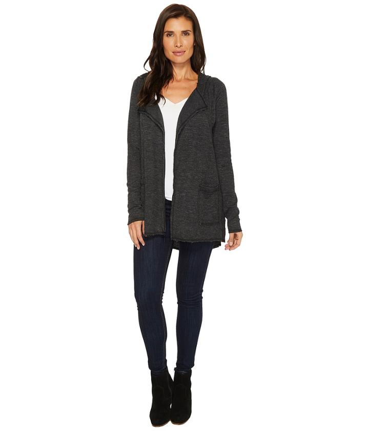 Mod-o-doc - Double Slub Knit Hooded Open Front Cardigan