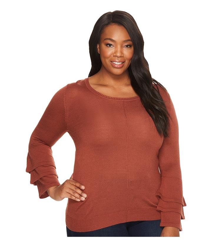 B Collection By Bobeau - Plus Size Ruffle Sleeve Sweater